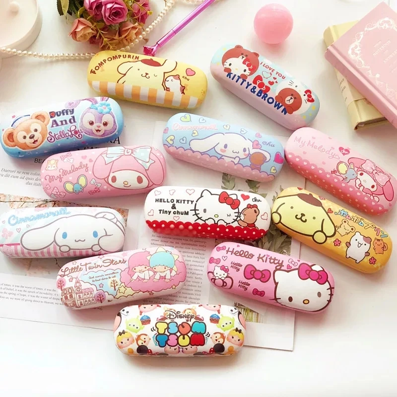 

New Design Cartoon Hello Kitty Sunglasses Glasses Case for Lady Kid Holder Metal Eyewear Box My Melody Protector Glasses Box