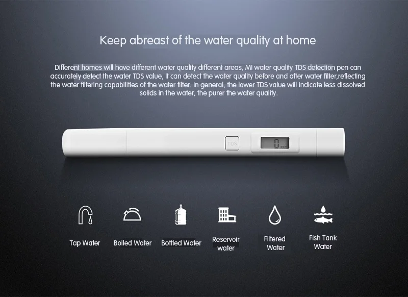 Original Xiaomi TDS Tester Water Quality Meter Tester Pen Water Measurement Tool