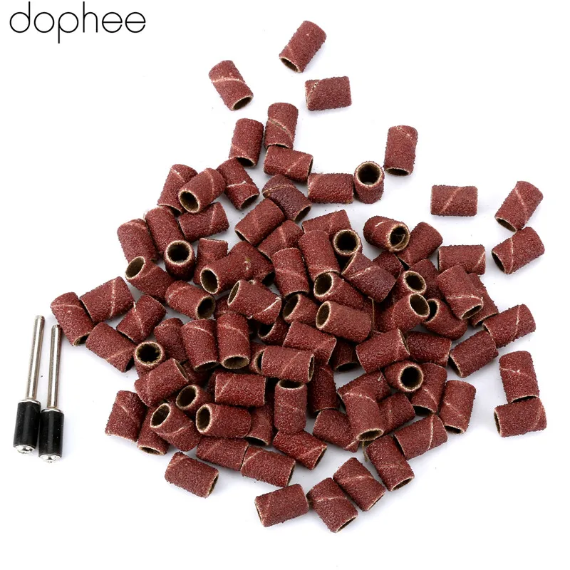 

dophee 100PCS 1/4" Grit 80# Sanding Bands W 10 Mandrel 1/8" Shank Rotary Tool Nail Drill Bits Tool Free Shipping