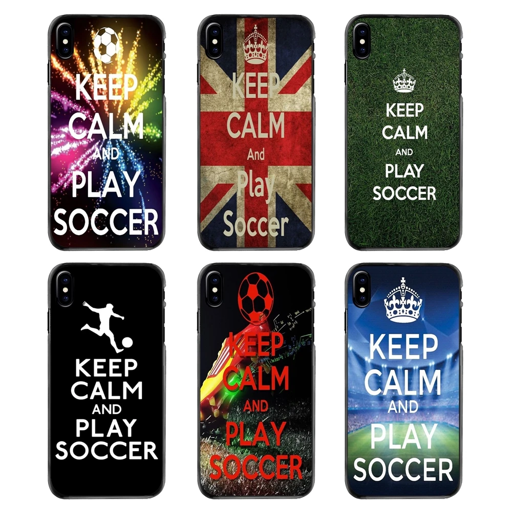 Keep Calm and Play Soccer Football Accessories Phone Cover For iPhone 4 4S 5 5S 5C SE 6 6S 7 8 Plus X XR XS Max iPod Touch |