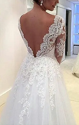 Women's Off Shoulder Formal Gown Bride Long Sleeve Mermaid Wedding Dress