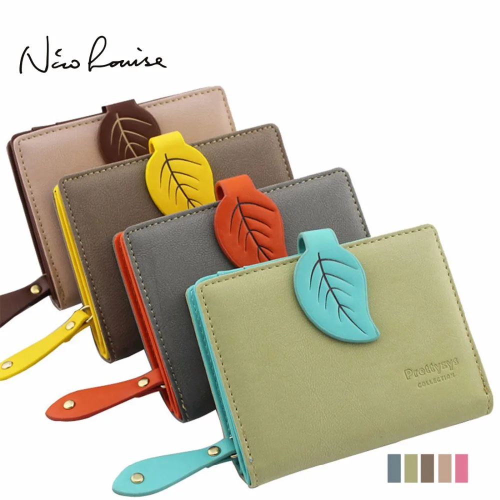 

2018 Brand New Women Leaf Hasp Wallet Fashion Short Middle Long Leather Coin Purses Card Holders Girls Money Clutch Bag Carteras