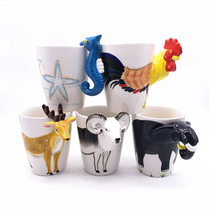 

3D cartoon animal coffee mugs ceramic handpainted cups and mugs creative drinkware