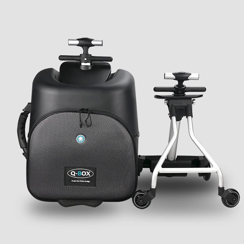 childrens sit on luggage