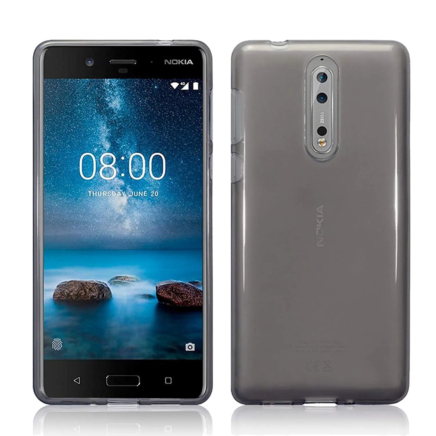 Силиконовый прозрачный чехол-подставка для Nokia 8 |