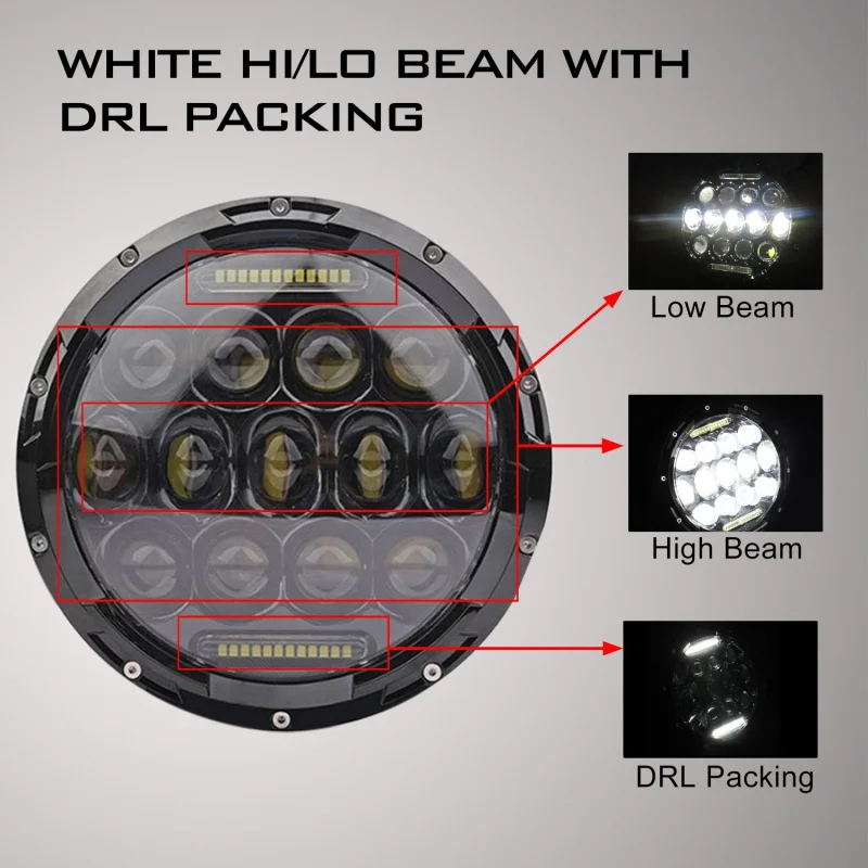 FADUIES 2psc 7 75W LED Headlights bulb For Jeep Wrangler JK CJ LJ Hummer H1 H2 LED Projector Driving Lamps DRL (18)