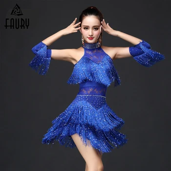 

2018 Latin Dance Dress Women Girls Lady New Sexy Fringe Salsa Ballroom Tango Cha Cha Rumba Samba Latin Dresses Dancing Wear