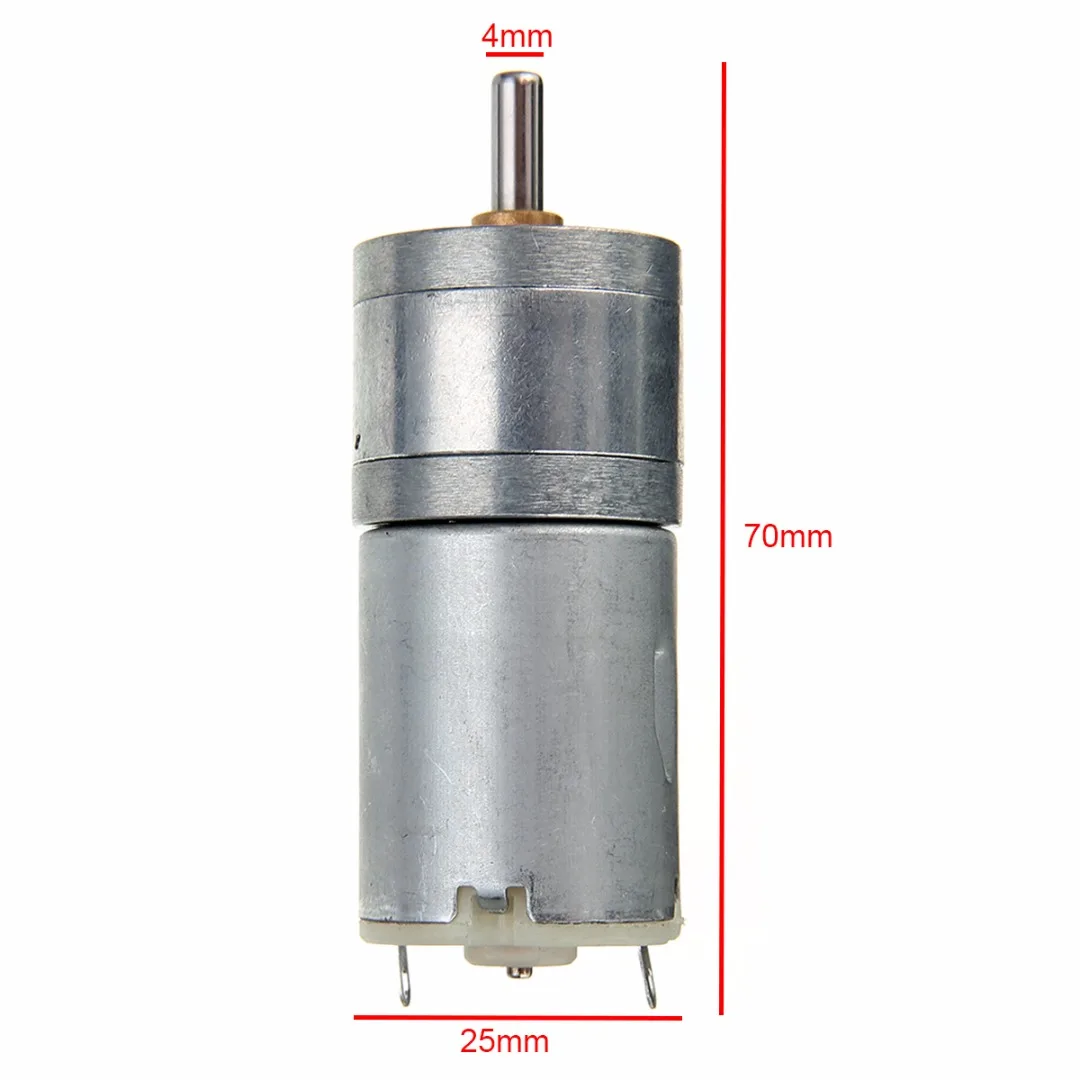 1pc Electrical Gear Box Motor 12V DC 1000RPM 4mm Shaft High Torque Mini Electric Geared Box Metal Alloy Motors 25*70mm Mayitr