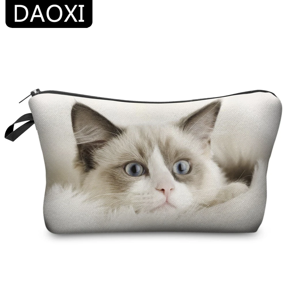 DAOXI милые косметички Cat 3D подарок с принтом первой необходимости для Макияж Организатор дамы полиэстер