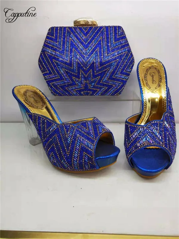 royal blue handbag and shoes