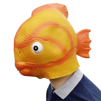 

Funny Goldfish Latex Mask Fish Head Mask Halloween Cosplay Costume Prop Festival Party Supplies New Props Mask