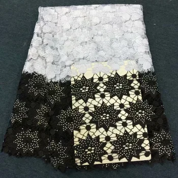 

2019 New Black White African Lace Fabric High Quality Swiss French Nigerian 100% cotton Net Lace Fabrics For Party Dress A842