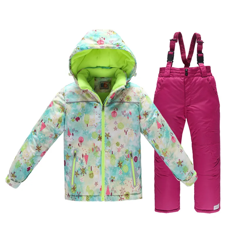 

Russia -40 degree Children's clothes sets girls ski suit suit thickening waterproof winter jackets+pants for height 140-150cm
