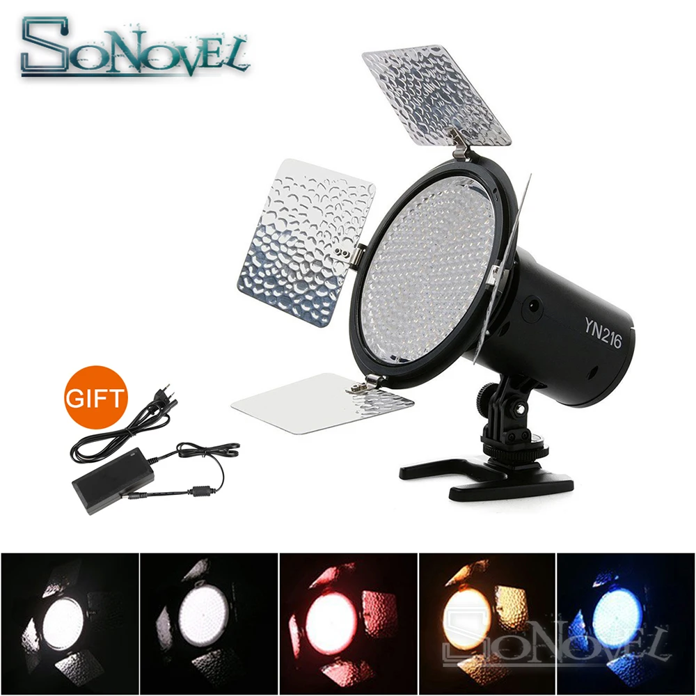 Yongnuo Yn216 Yn 216 Led Video Camera Light With Adjustable 3200k 5500k And 4 Color Plates For Canon For Nikon Dslr Cameras R42 Photographic Lighting Aliexpress