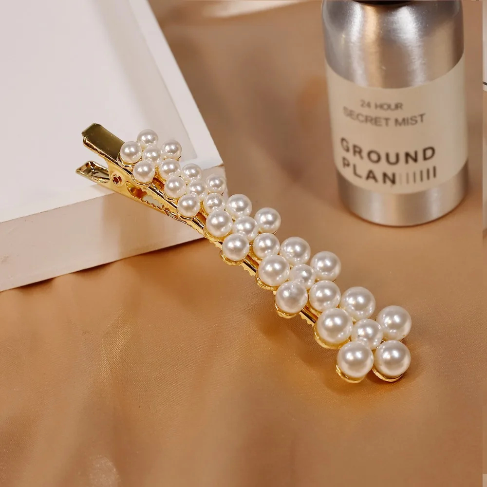 1 шт. Новая Корея Мода Имитация Жемчуга Металл горный хрусталь золотистая шпилька личность девушка дизайн волос Аксессуары Инструменты для укладки волос