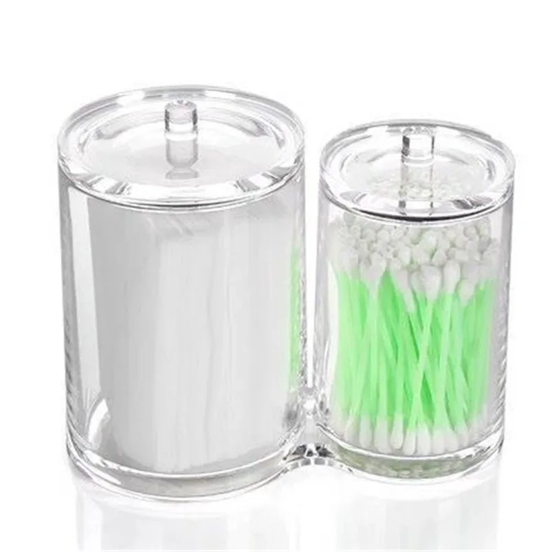 Cotton Ball Swab Holder Organizer Storage Box Cosmetic brush Holder Acrylic Round Container Cotton Pad Container Case D20 (5)