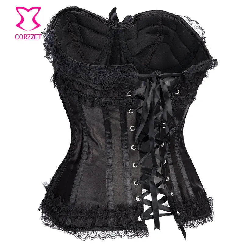 Victorian Gothic Corset Satin Black Push Up Bustier Gothique Sexy Corsets and Bustiers Burlesque Corselete feminino Espartilhos Victorian Gothic Corset Satin Black Push Up Bustier Gothique Sexy Corsets and Bustiers Burlesque Corselete feminino Espartilhos