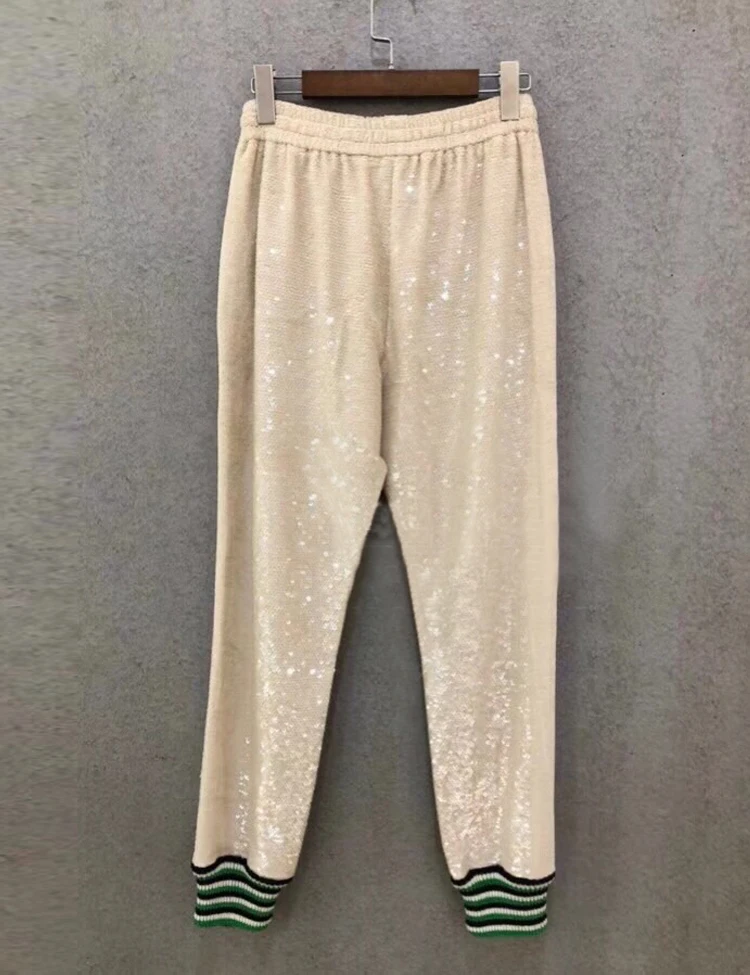 

Luxury Brand Designer Pants for Women Sequined casual pants