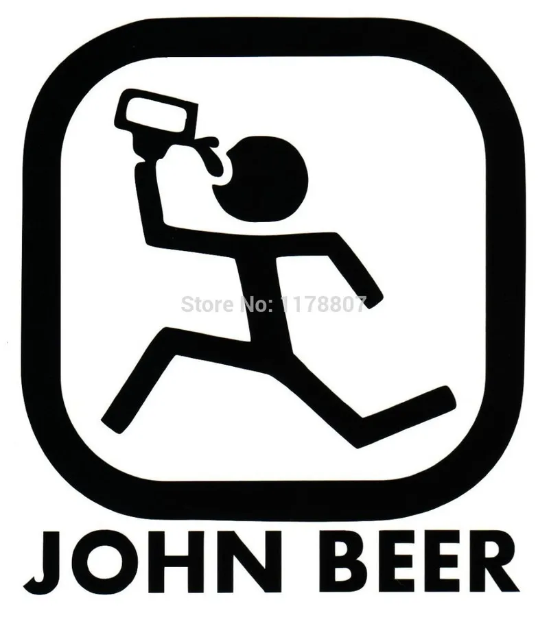 

8.9cm x 7.6cm "John Beer" Funny Sticker Car Rear Windshield Truck Bumper SUV Door Laptop Kayak Art Wall Vinyl Decal 13 Colors