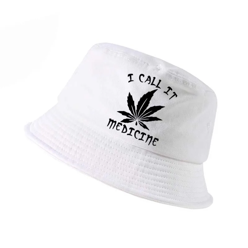 

WEED I CALL IT MEDICINE letter Bucket Hats Summer men women Print hat funny fisherman hats Beach outdoor hunting fishing cap