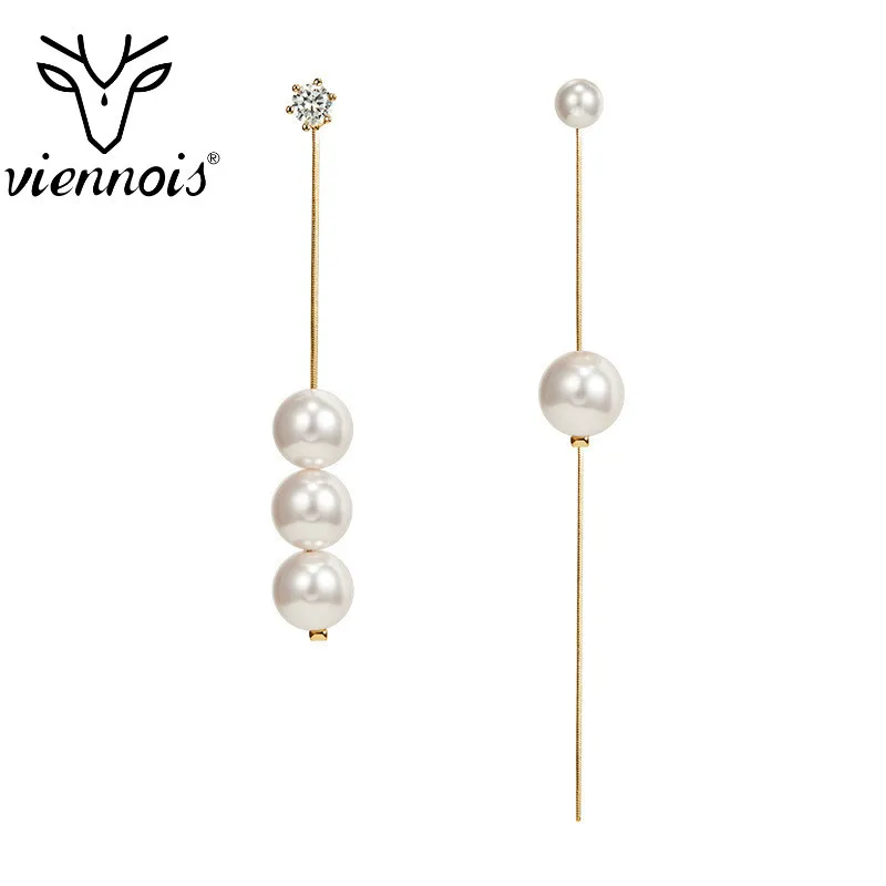 Viennois висячие серьги лаконичные универсальные яркие жемчужные Асимметричные