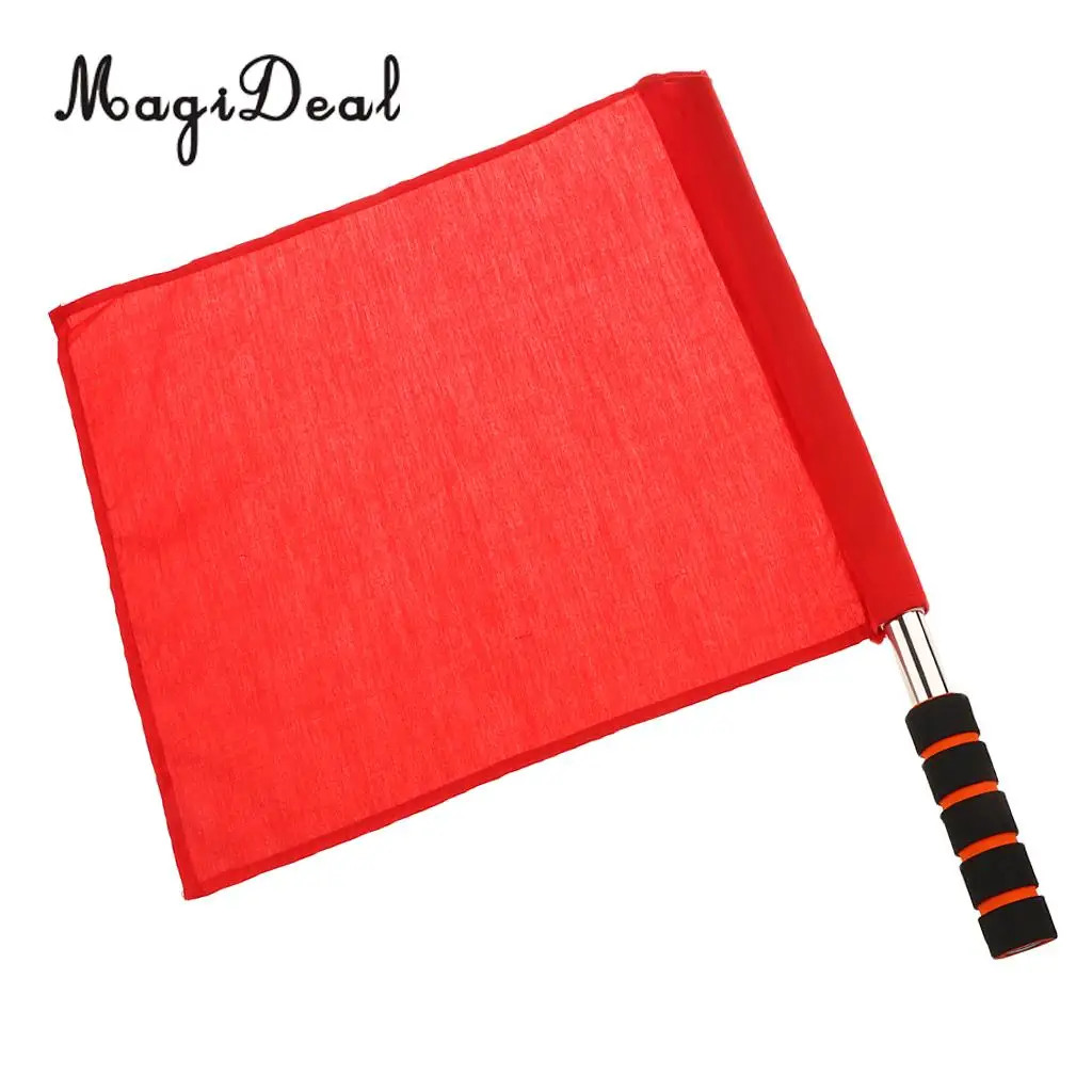 MagiDeal Professioanl 1Pc Athletic Handheld Command Flag Stainless Steel Referee Flag Track And Field Signal Flag 4 Color Choose