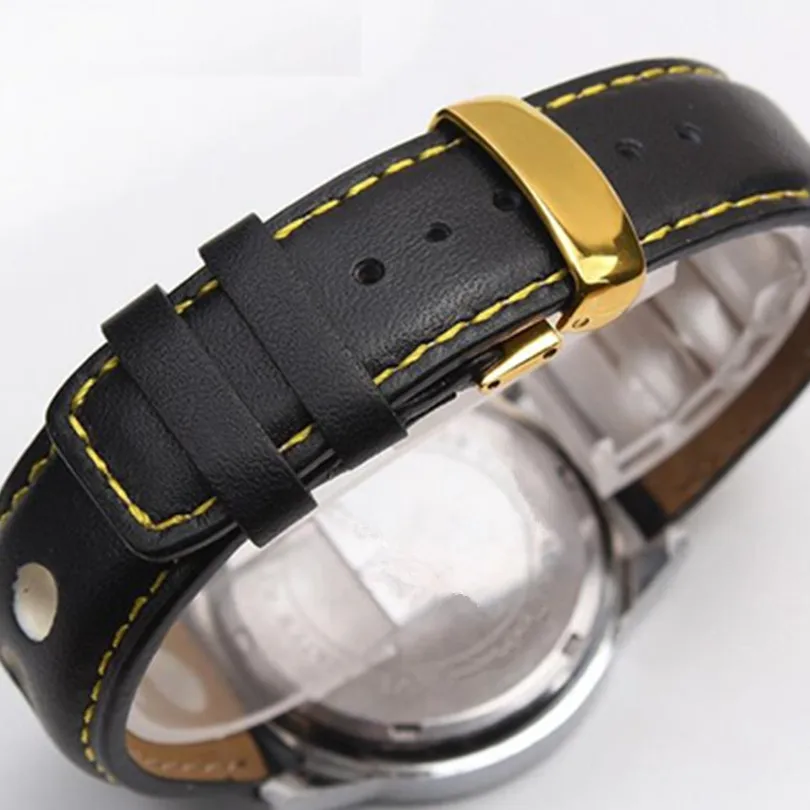 

Black 20 mm Genuine Leather Watch Band Strap Watche Band Strap Belt Watchband Folding Clasp / Buckle For Breitling Pam