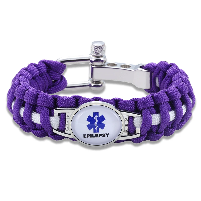 

Hyung Pune Adjustable Epilepsy Medical Alert Adjustable Paracord Bracelet Survival Bracelet For Men Women xmd041