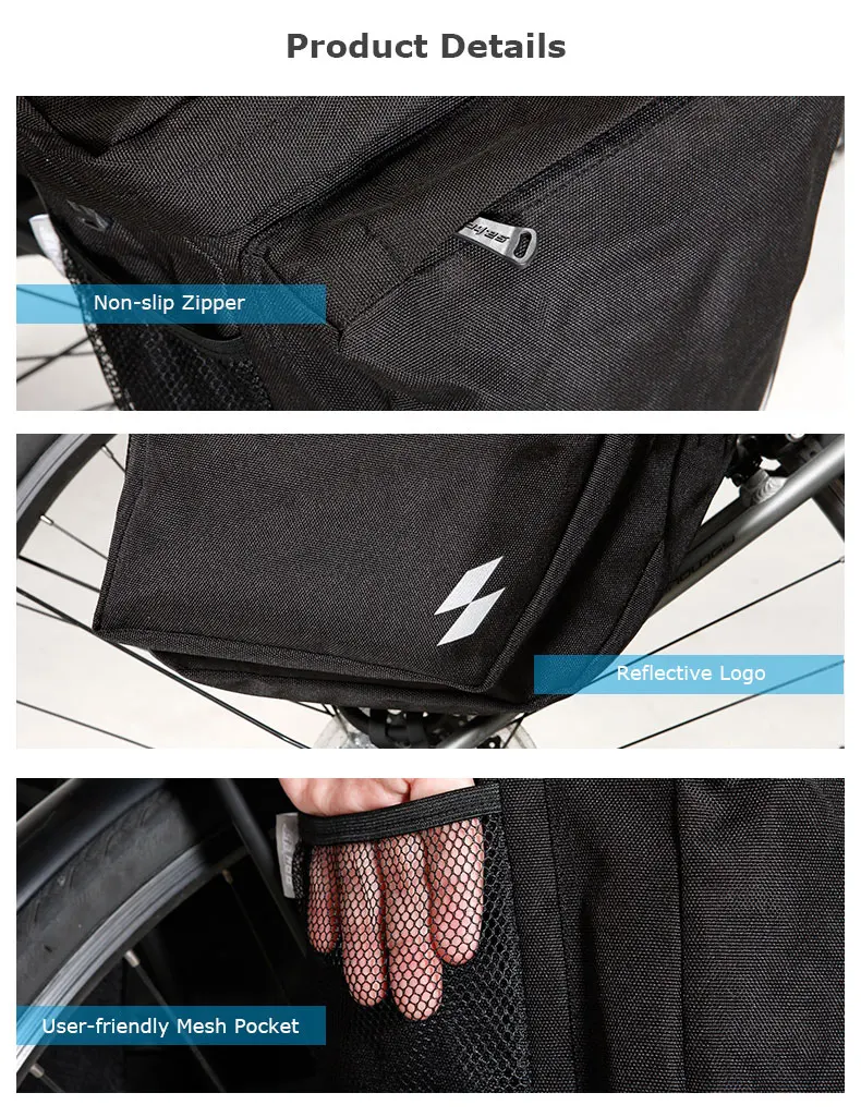 Clearance ROSWHEEL Sahoo Series 14892-A-SA 3 in 1 Mountain Road Bicycle Bike Trunk Bags Cycling Double Side Rear Rack Tail Seat Pannier 6