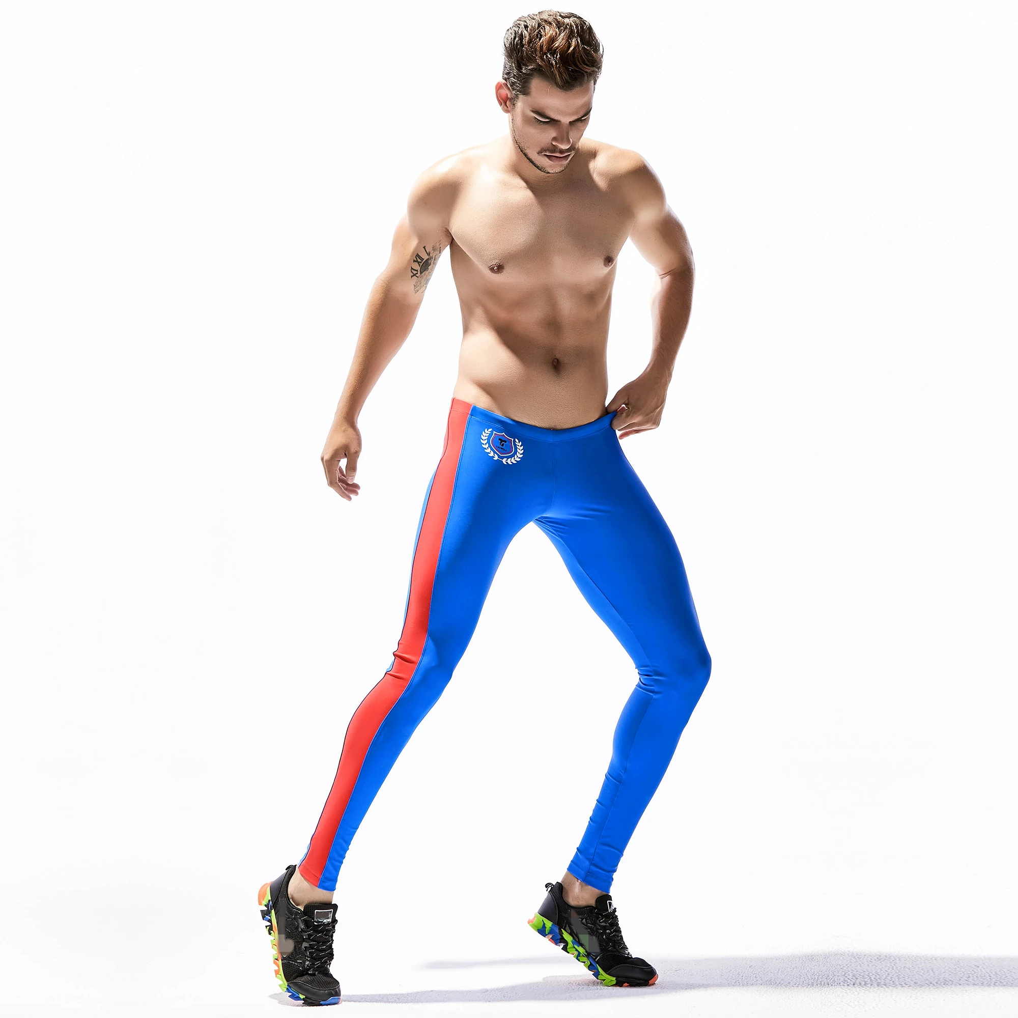 GANYANR Brand Running Tights Men Sports Leggings Basketball Yoga Pants Compression Fitness quick Dry Slim Nylon Sportswear Gym