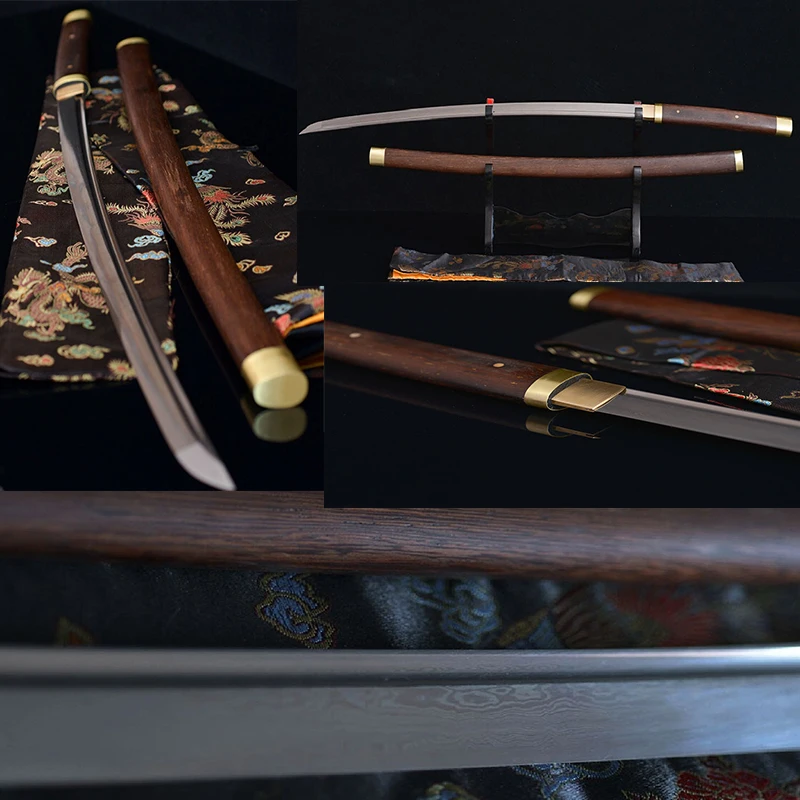 

handmade katana samurai japanese Damascus steel sword katana real katana swords full tang Rosewood Copper sharp