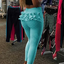 Color de Caramelo Leggings Volantes Caderas Remiendo Polainas Deportivas Mujeres Arrugas Sólido Cintura Alta Pantalones de Fitness Pantalones Elásticos Delgados Pantalones Color de Caramelo Leggings Volantes Caderas Remiendo Polainas Deportivas Mujeres Arrugas Sólido Cintura Alta Pantalones de Fitness Pantalones Elásticos Delgados Pantalones