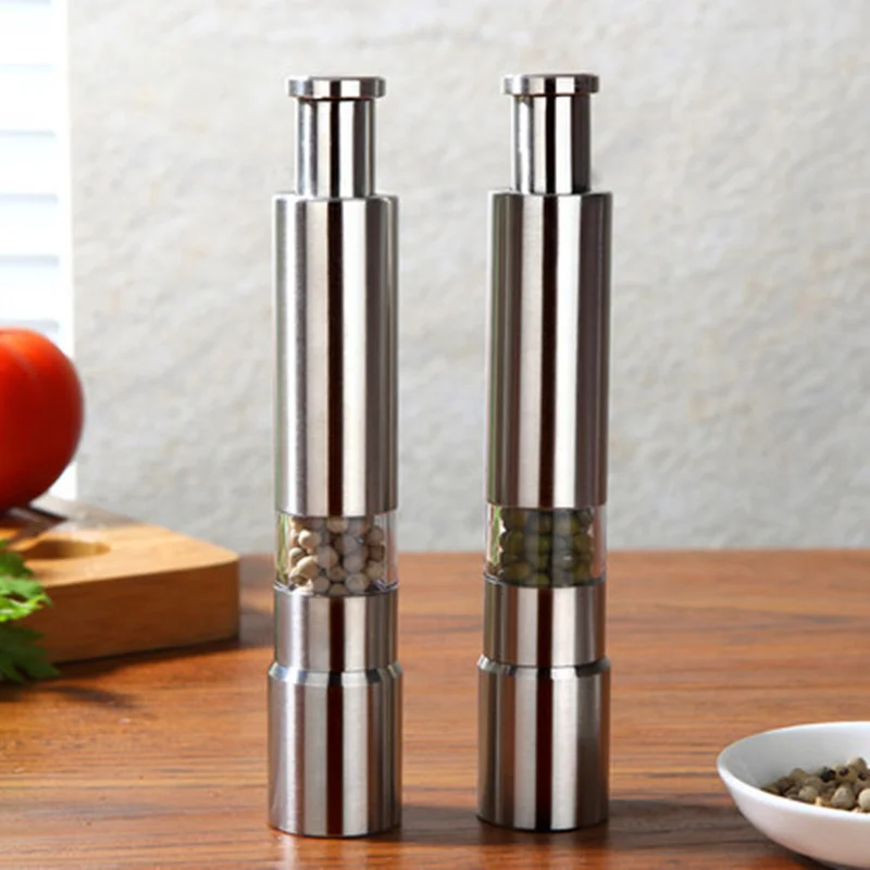 Stainless Steel Manual Pepper Mill Salt Pepper Grinder muller Thumb Push Sprayer Grind Stick cooking tools kitchen accessories Stainless Steel Manual Pepper Mill Salt Pepper Grinder muller Thumb Push Sprayer Grind Stick cooking tools kitchen accessories