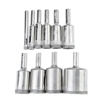 

10 Pcs Diamond Drill Bit Set 6mm-30mm Diamond Coated Core Hole Saw Drill Bits Tool Cutter for Glass Marble Tile Granite Drilling