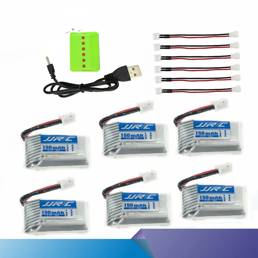 

JJRC 4/5/6pcs 3.7v 150mAh 30C lipo Battery With X4/X5/X6 Charger For Eachine E011 E012 E013 Furibee F36 JJRC H36 Quadcopter Mini