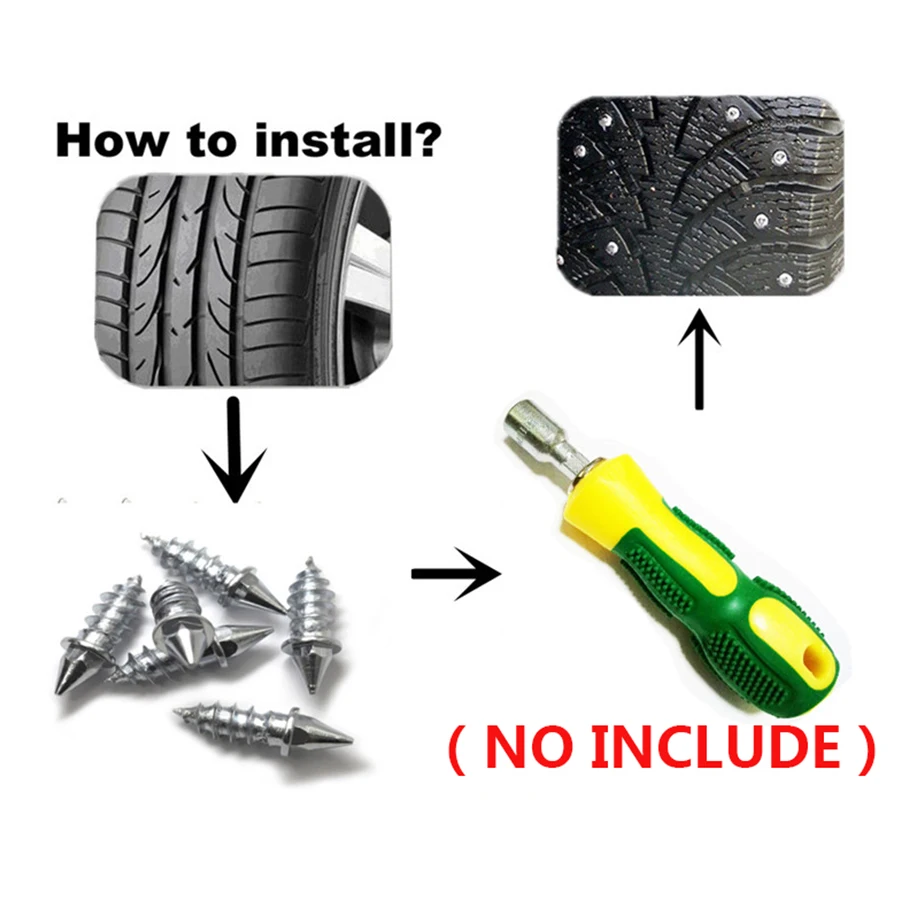 50Pcs Winter Tire Spikes Vehicle Anti-Slip Screw Stud Wheel Tire Snow Nail Spik For Auto Car Motorcycle SUV ATV Truck