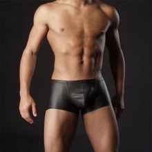 Мужское нижнее белье, искусственная кожа, боксеры, черное сексуальное нижнее белье, боксеры, шорты, крутые мужские трусы, новинка размера плюс