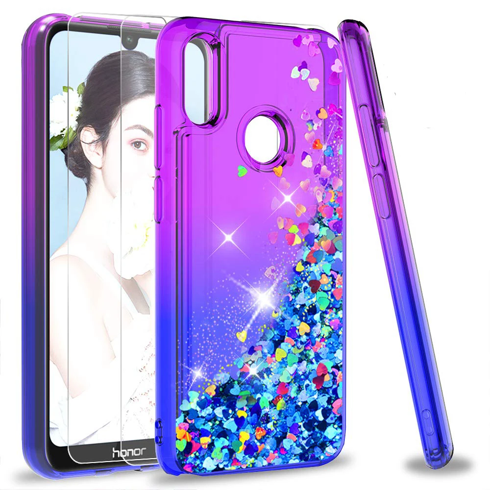 

Honor 8A Diamond Glitter Silicone Case For Huawei Honor 8A Coque Huawei Honor 8 A Liquid Quicksand Bling Floating Flowing Cover