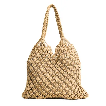 

Women Fashion Straw Hangbag Circle Summer Beach hollow Vintage woven bag Vintage Handmade Korean Style Net Bag 3 color