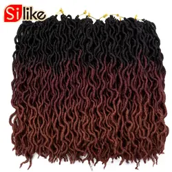 Silike Faux locs вьющиеся плетеные пряди 14 18 дюймов мягкие натуральные синтетические волосы расширение 24 подставки/упаковка богиня искусственные