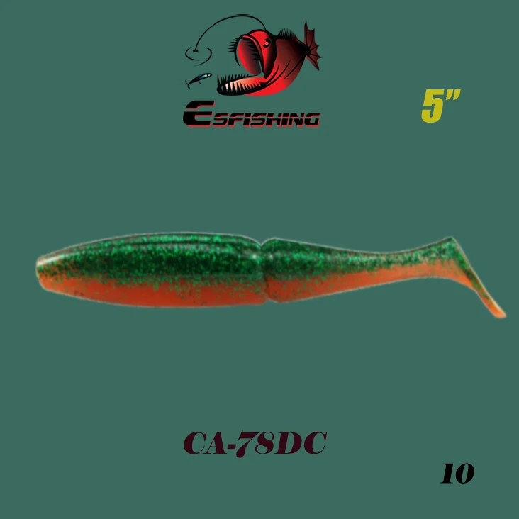 Esfishing Shad 125 мм 40 шт. рыболовные приманки мягкие приманки рыболовные снасти поддельные рыбы Пластиковые приманки Морская река - Цвет: CA78DC