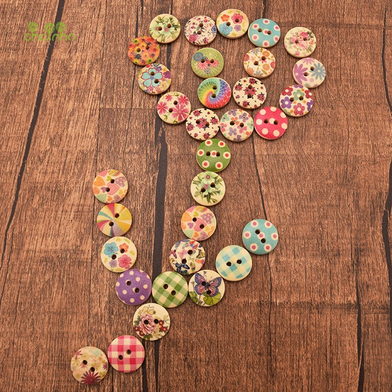 

Chainho,50pcs/Bag Mix 2 Holes Floral Wooden Buttons Of DIY Scrapbooking Patchwork Sewing/Decorative Crafts & Home Decoration