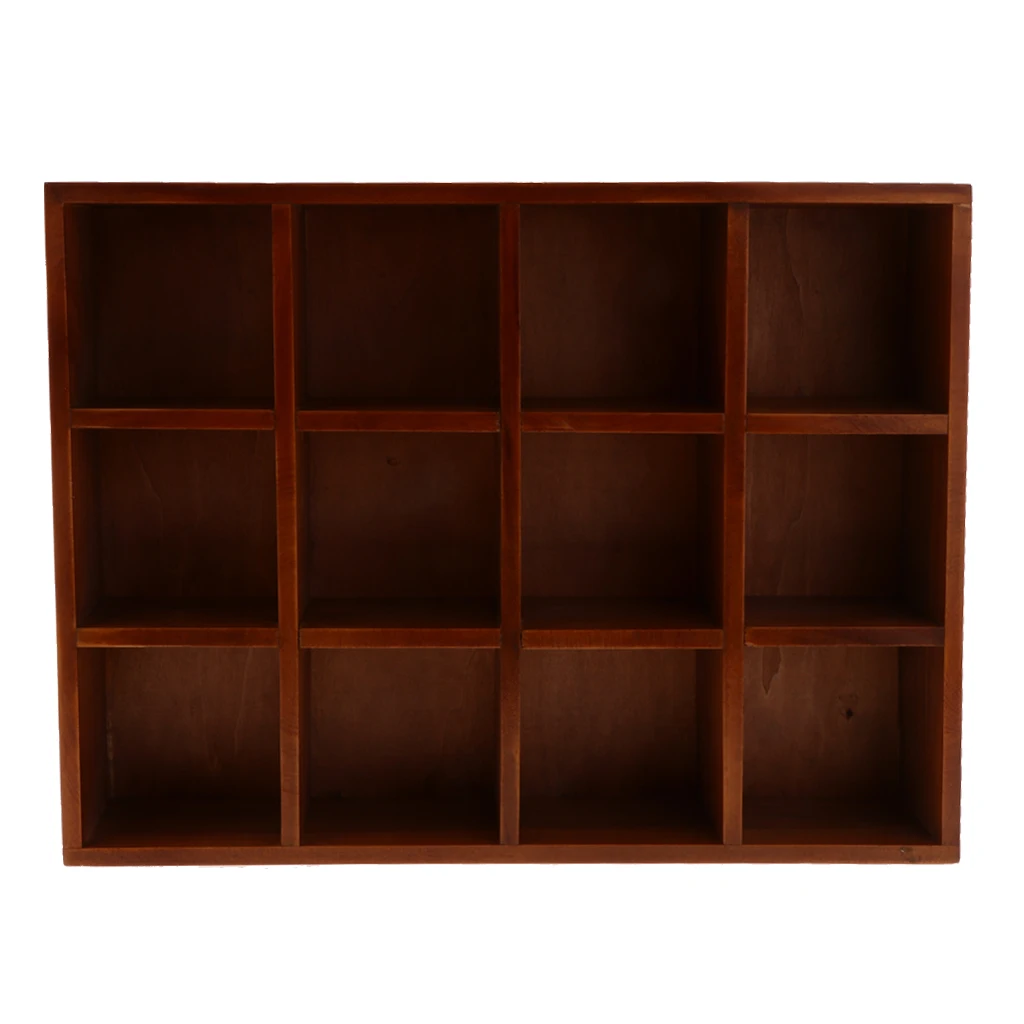Rustic Wooden Wall Shelf Shadow Box Display Rack Shelf Storage Unit DIY Decoration, 40x30x7.8cm