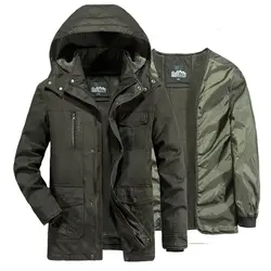 AFS джип зимнее пальто Мужская Флисовая подкладка Съемная военная зимняя куртка Мужская Ветровки длинное пальто парка hombre Большие размеры 6XL