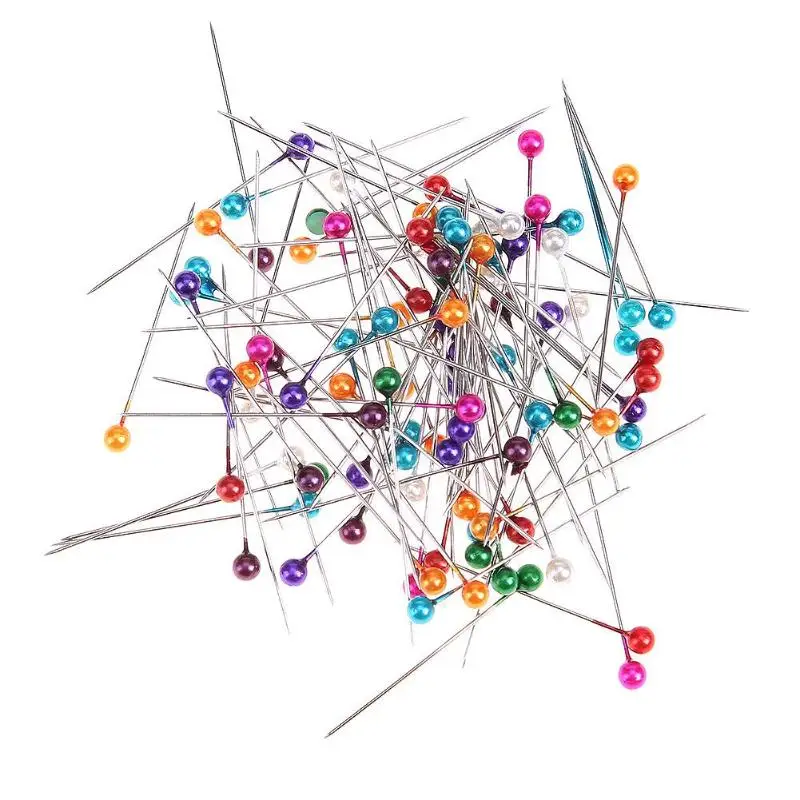 100 шт./компл. круглый жемчужной головкой швейные иглы стежка шпильки свадебные корсаж пэчворка инструмент для декорирования вестибюлей - Цвет: Многоцветный