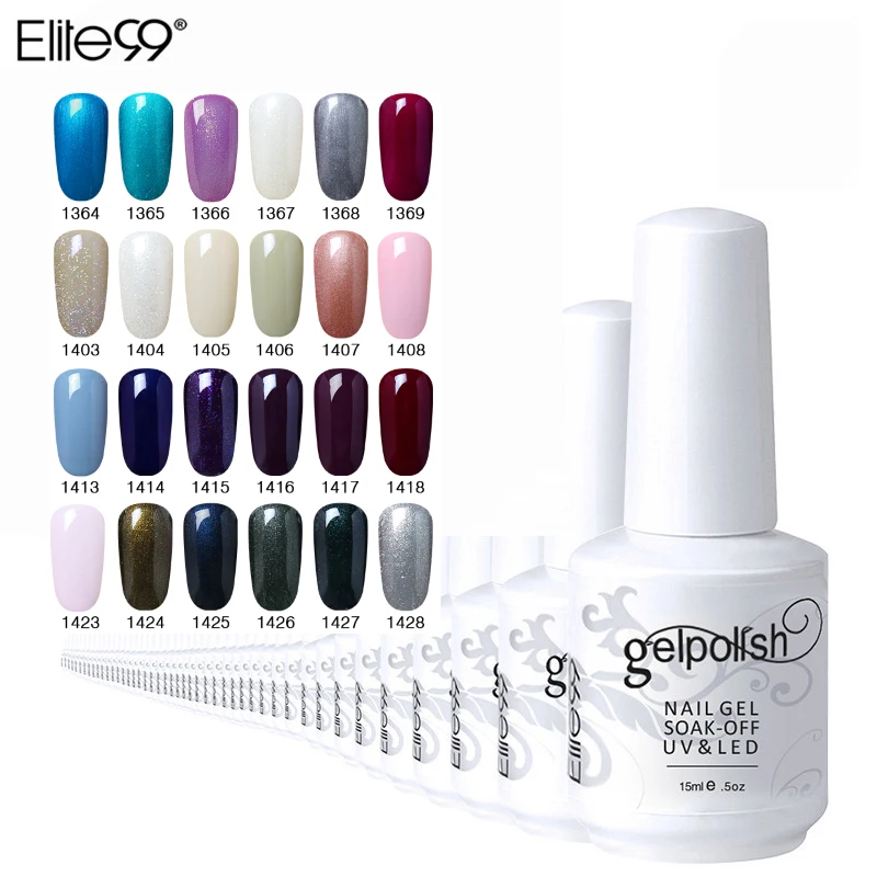 

Elite99 241 Pure Colors Nail Art 15ML Pure Gel Polish UV Gel LED Top Base Coat Soak Off Gel Varnish For Stamping Salon Gel Lak