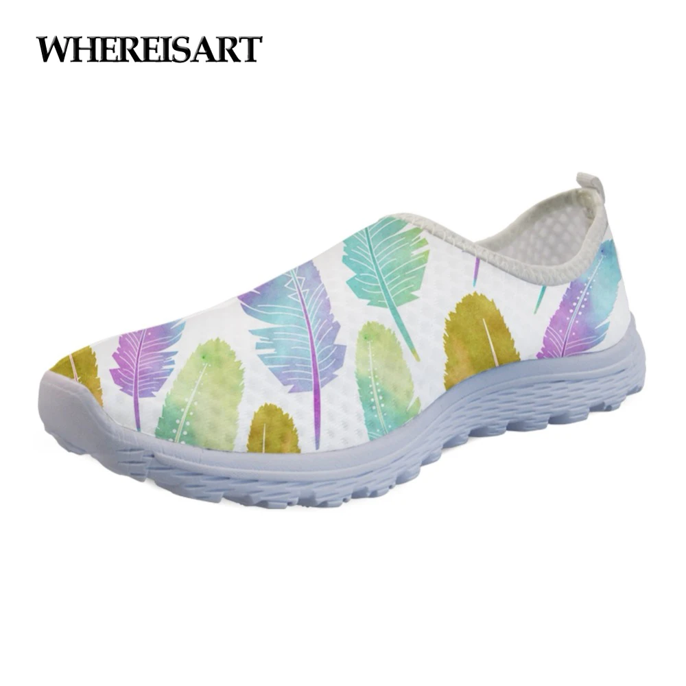 

WHEREISART Sneakers Fashion Girls Feather Design Summer Women Flats Shoes Beach Loafers Slip-on Casual Women's Shoes Comfort