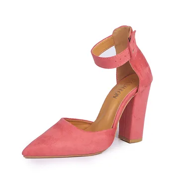 

Nice Woman Party Ankle Strap Summer Sandals Galadiator Zapatos Mujer Chunky High Heels Lady Pointed Toe Pumps Women Shoes