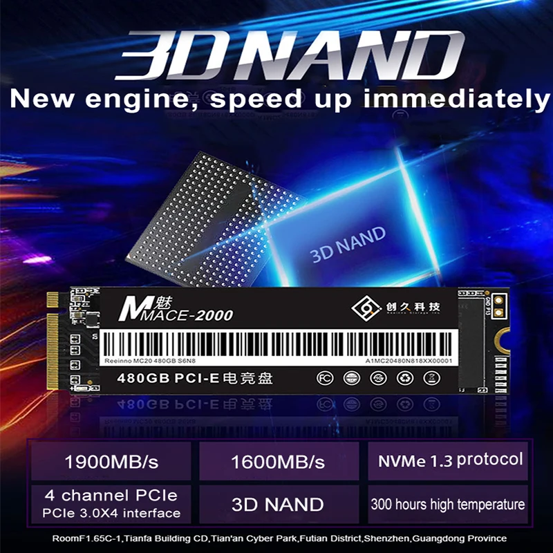 Reeinno Mace2000 240 ГБ 256 ГБ 480 ГБ SSD M.2 NVMe PCIe 2280 Flash 3D NAND 1,8 ГБ/сек. Суперскоростной твердотельный накопитель для настольного ноутбука