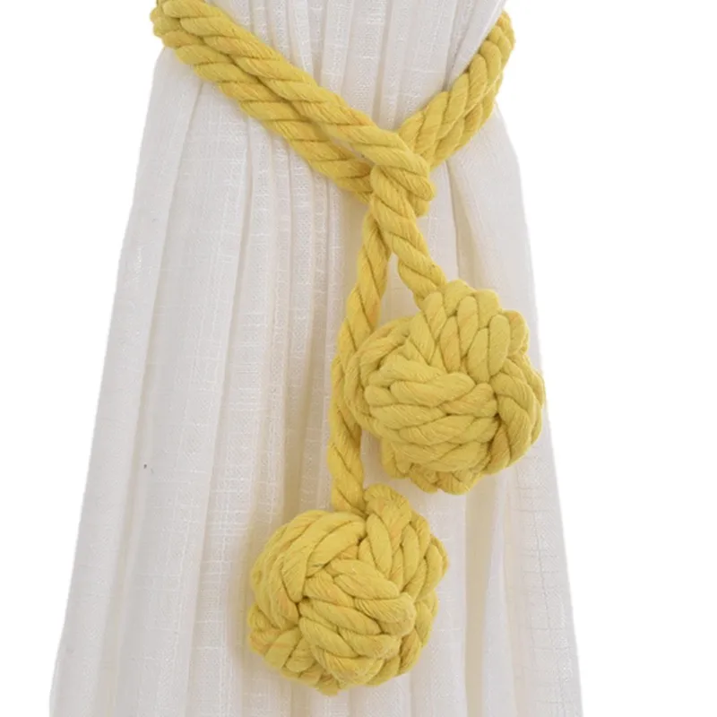 

2 Curtains Tied Rope Double Ball Curtains Buckle Buckle Curtains Home Decoration Accessories White Blue Yellow Buckle Pink